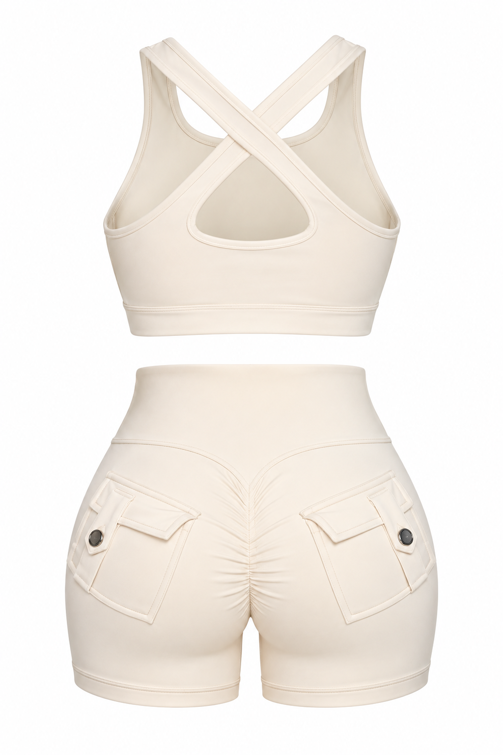 WBS-NY-001 Women's Cross-Back Sports Bra & Shorts Set