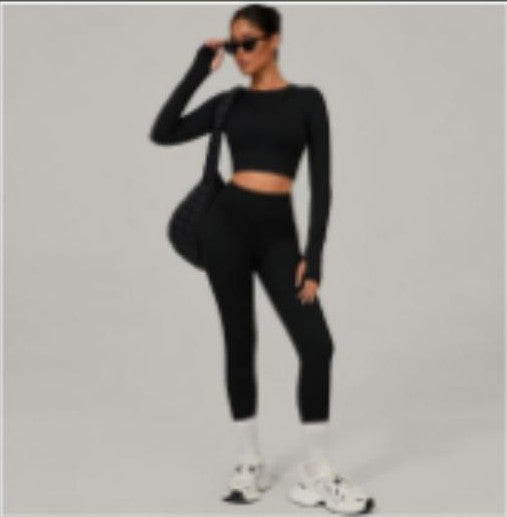 Women's Long-Sleeve Crop Top & Leggings Set
