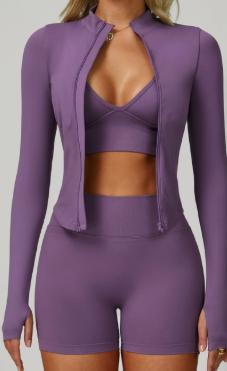 WBJS-NY-001 Women’s bra, jacket, and shorts set.