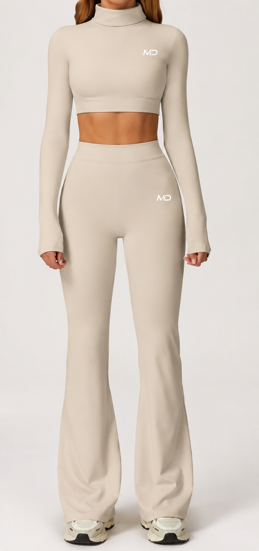 Women's Sculpting High-Neck Top & Flared Pants Set