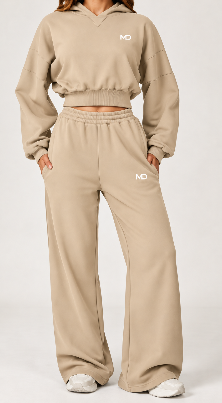 WHPS-PL-001 Women's Cropped Hoodie & Wide-Leg Pants Set