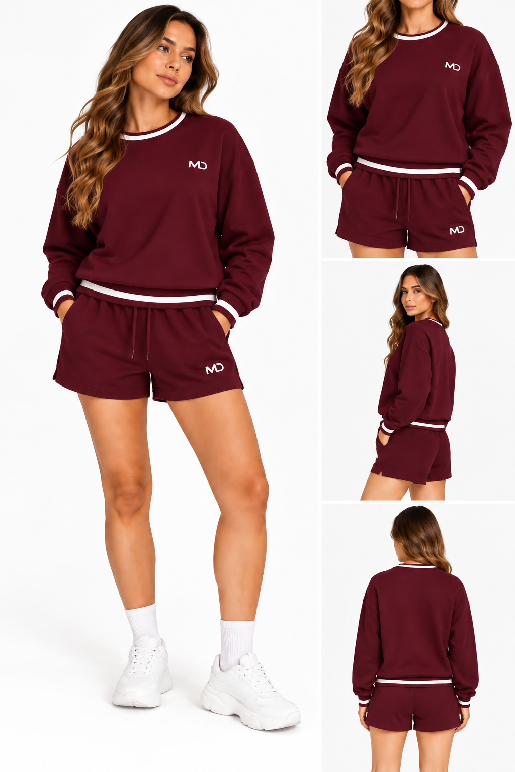 WTPSS-CO-001 Women's Relaxed Fit Sweatshirt & Shorts Set